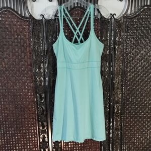 Soybu Mint Green Stripe L Strappy Dress Athletic Tennis Scoop Neck Empire